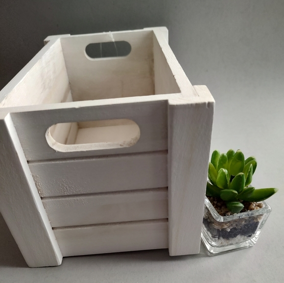 Box Wood Style Country Rustic White Handles For Coffee Station Wine Towels New - Picture 2 of 10